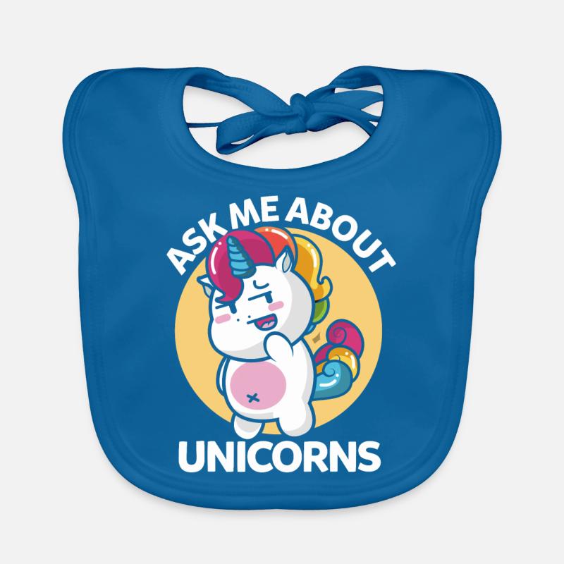 Douce licorne - Bavoir bio Bébé - bleu paon