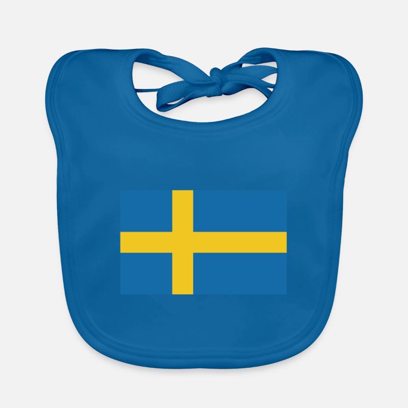 Drapeau de la Suède Drapeau Sweden - Bavoir bio Bébé - bleu paon