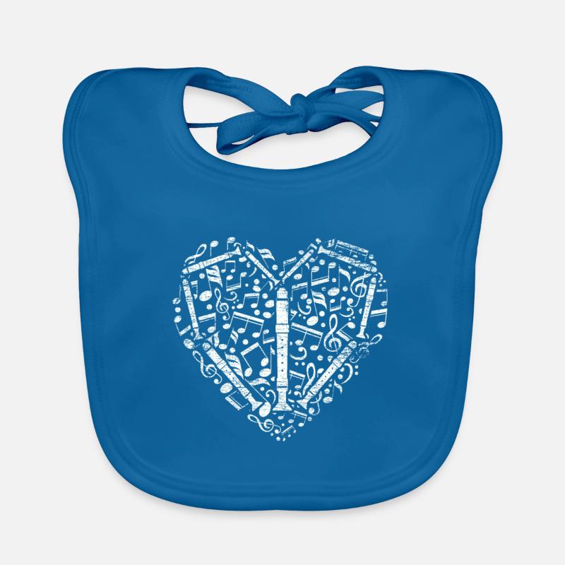 flûte - Bavoir bio Bébé - bleu paon