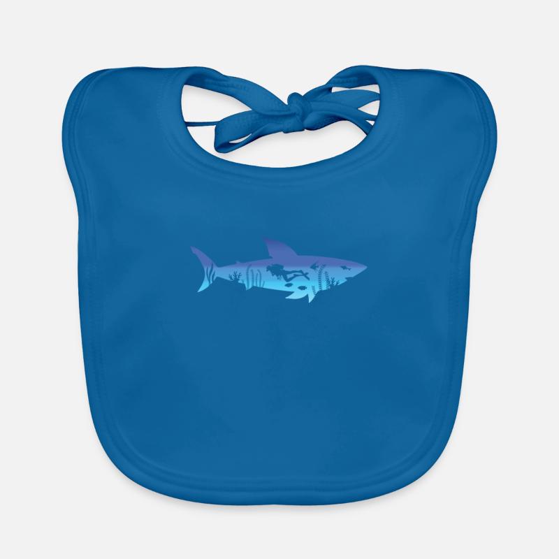 Requins Plongeurs - Bavoir bio Bébé - bleu paon