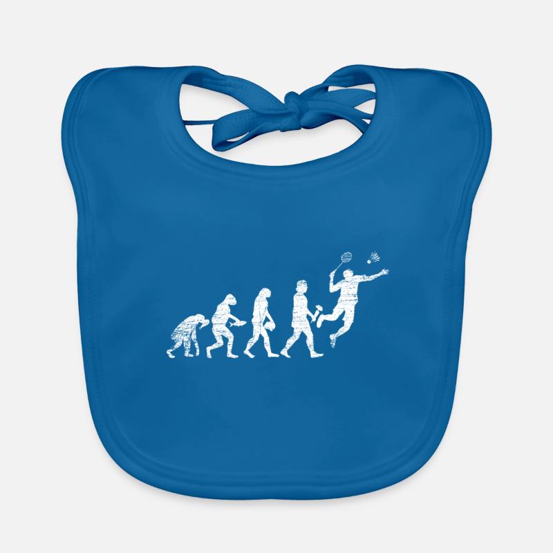 Evolution du badminton - Bavoir bio Bébé - bleu paon