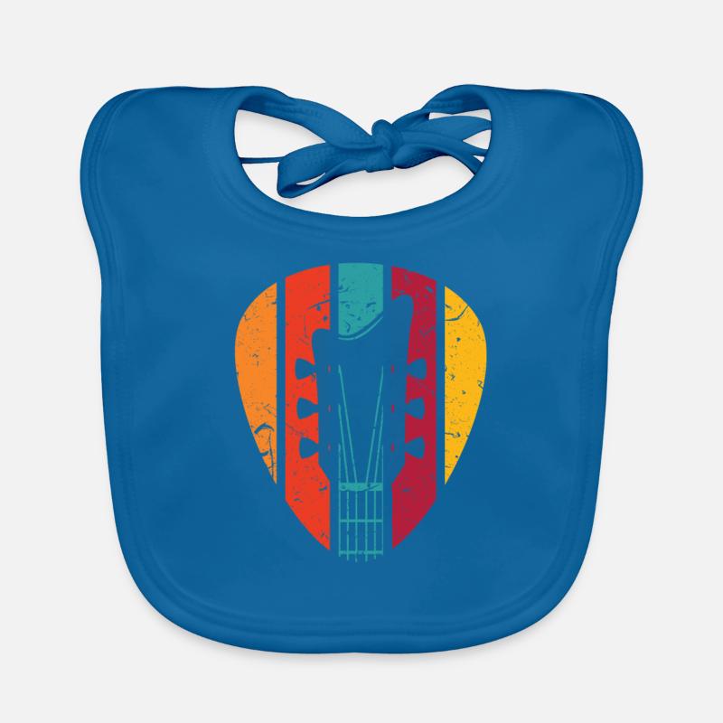 guitare - Bavoir bio Bébé - bleu paon