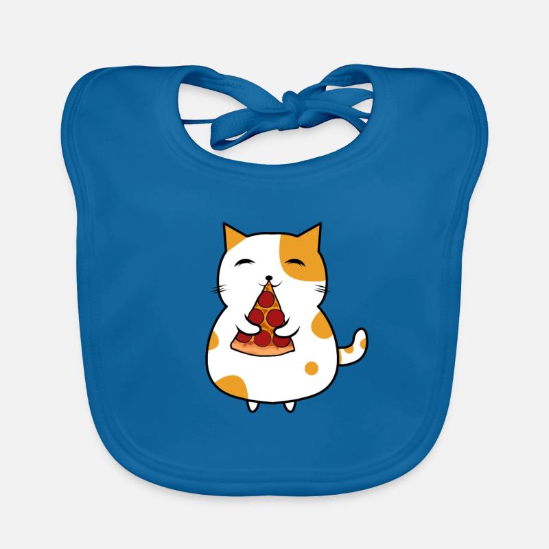 Cat with pizza gift idea diet slimming Organic Baby Bibs