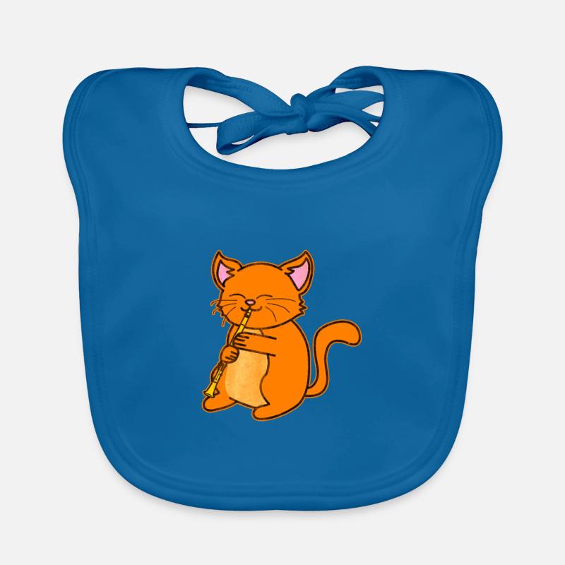 Chat Clarinette - Bavoir bio Bébé - bleu paon