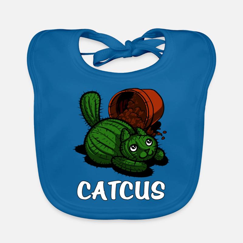 Catcus Cactus Cat - Bavoir bio Bébé - bleu paon