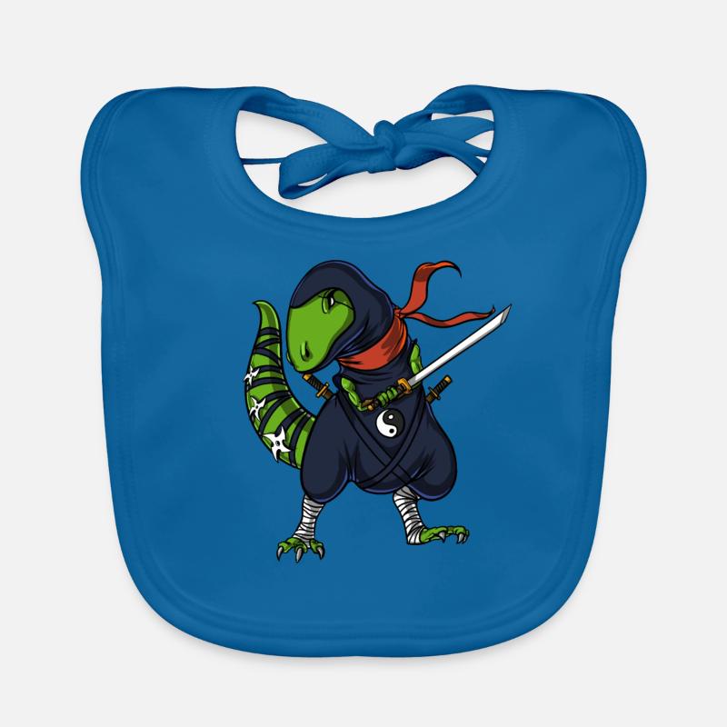 T-Rex Dinosaur Ninja Warrior Samurai Organic Baby Bibs
