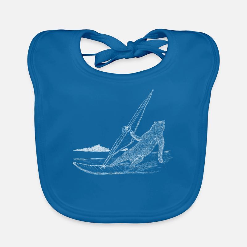 Windsurfender Bär surft cool über das Wasser Baby Bio-Lätzchen