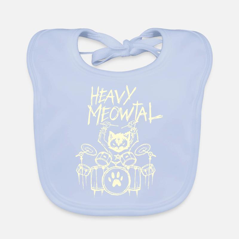 Heavy Metal Cat Drummer Drummer Gothic Goth Organic Baby Bibs