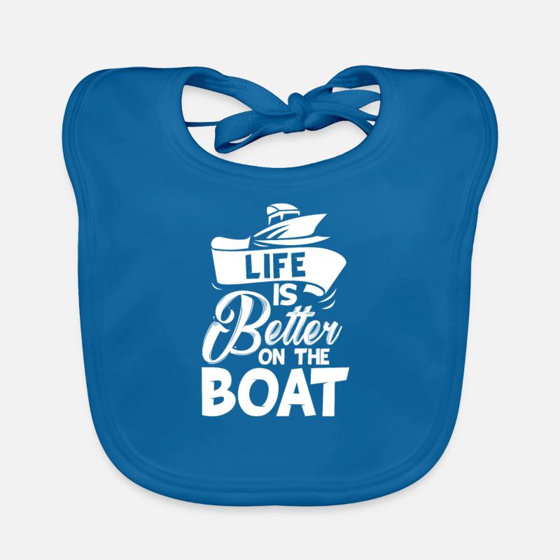 bateau - Bavoir bio Bébé - bleu paon