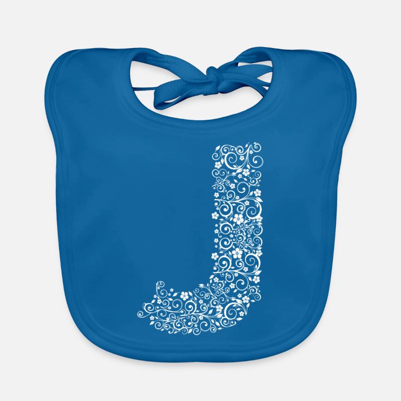 Buchstabe J - Baby Bio-Lätzchen - Pfauenblau