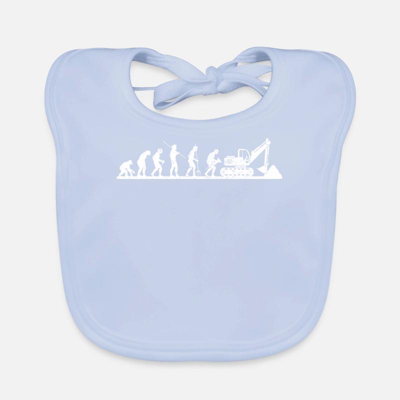 Funny excavator driver digging excavator evolution Organic Baby Bibs