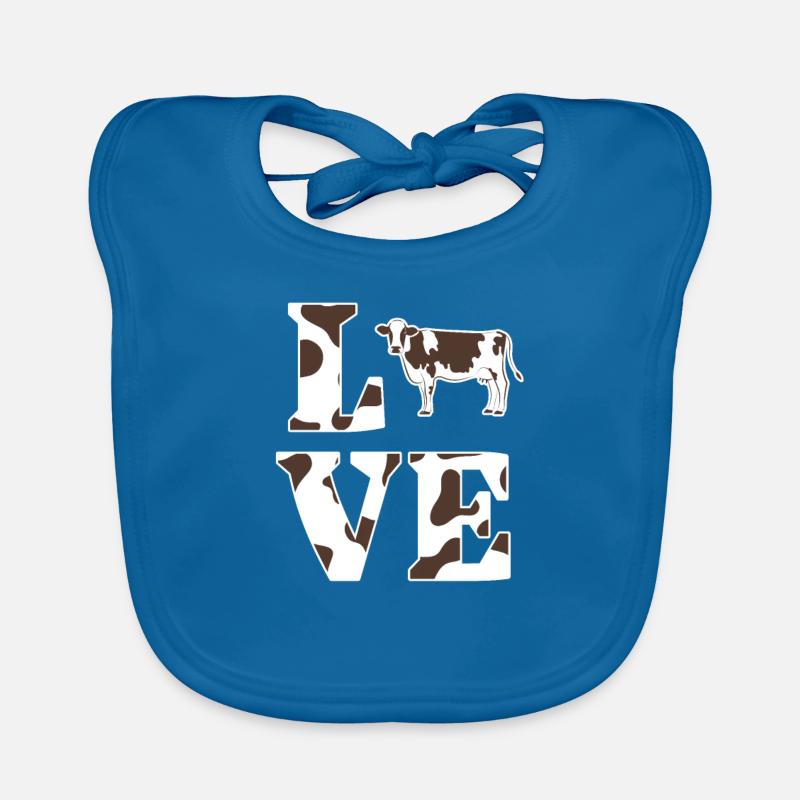 vache - Bavoir bio Bébé - bleu paon