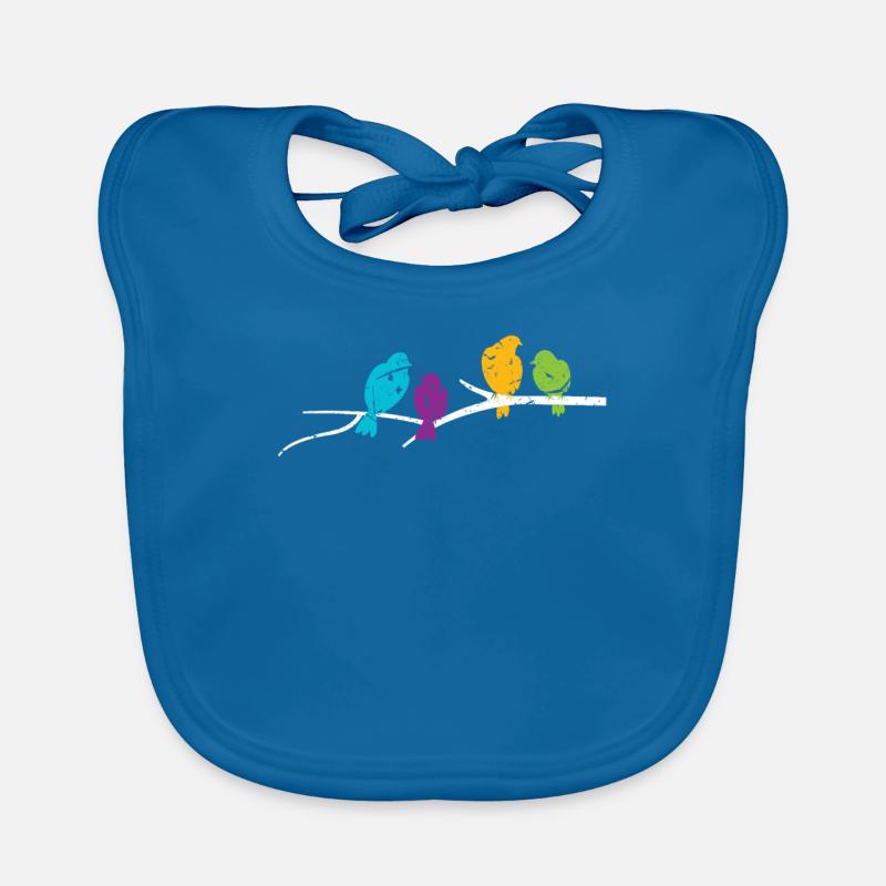 Oiseaux - Bavoir bio Bébé - bleu paon