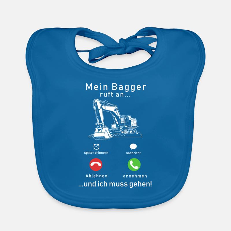 Mein Bagger ruft an - Baby Bio-Lätzchen - Pfauenblau