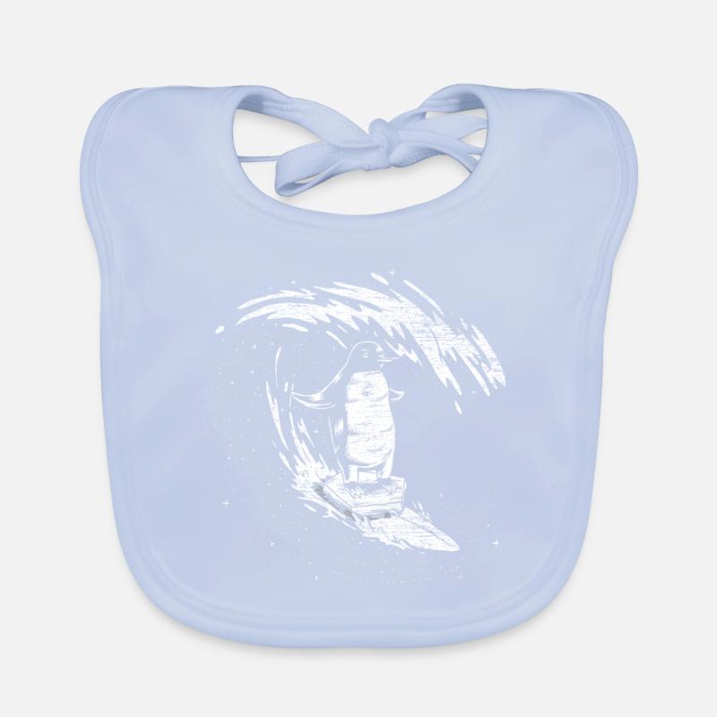 Penguin surfer Organic Baby Bibs