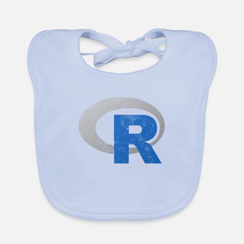 R logo programming Vintage Distressed design Organic Baby Bibs