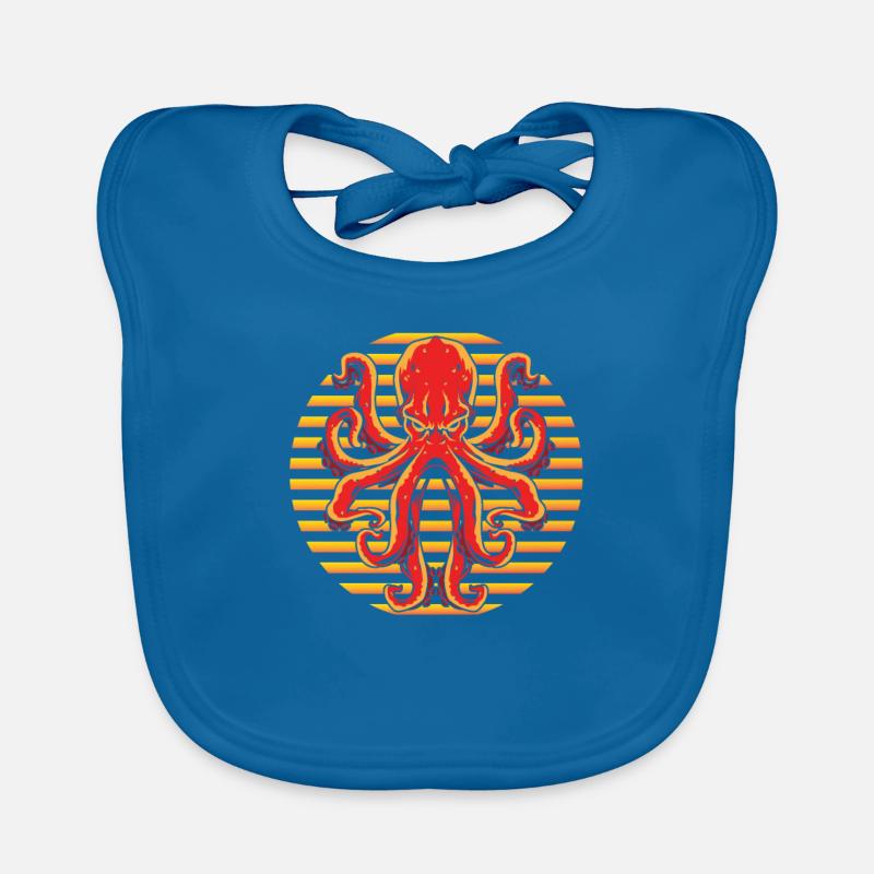 Créatures marines de poulpe - Bavoir bio Bébé - bleu paon