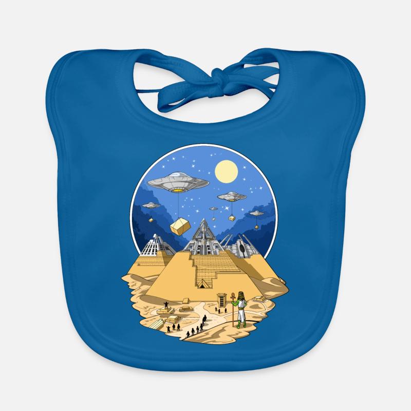 UFO Aliens Egyptian Pyramids Organic Baby Bibs