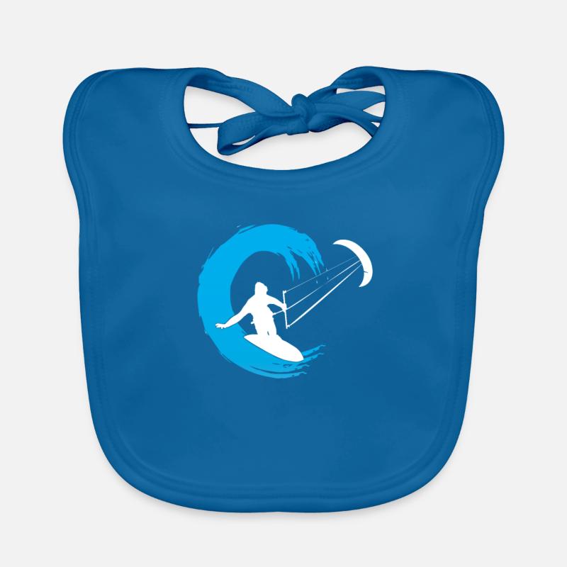 Kitesurfer dans la vague - Bavoir bio Bébé - bleu paon
