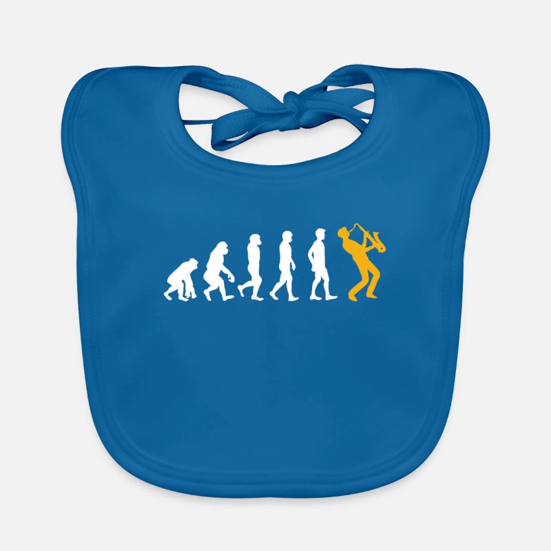 Evolution saxophone - Organic Baby Bibs - peacock-blue