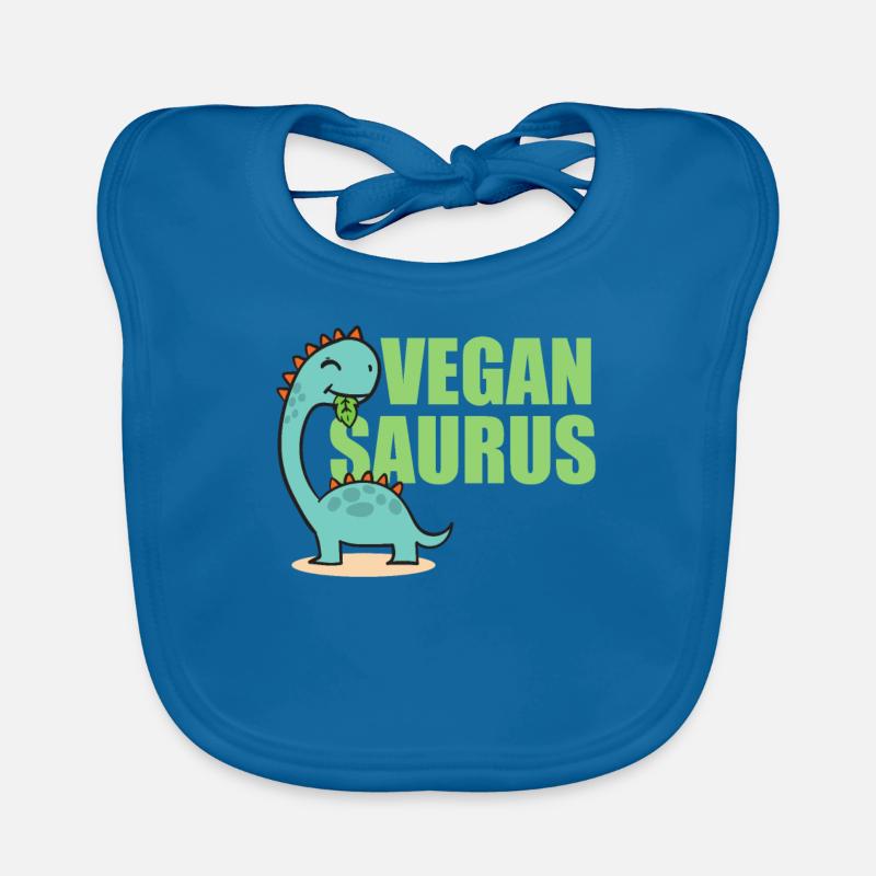 Saurus végétalien - Bavoir bio Bébé - bleu paon