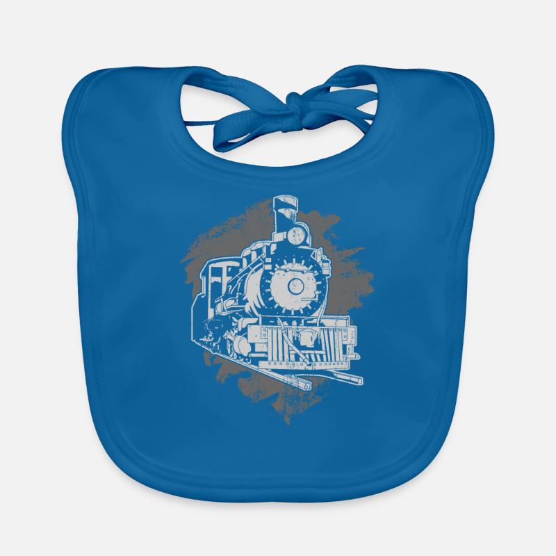 train - Bavoir bio Bébé - bleu paon