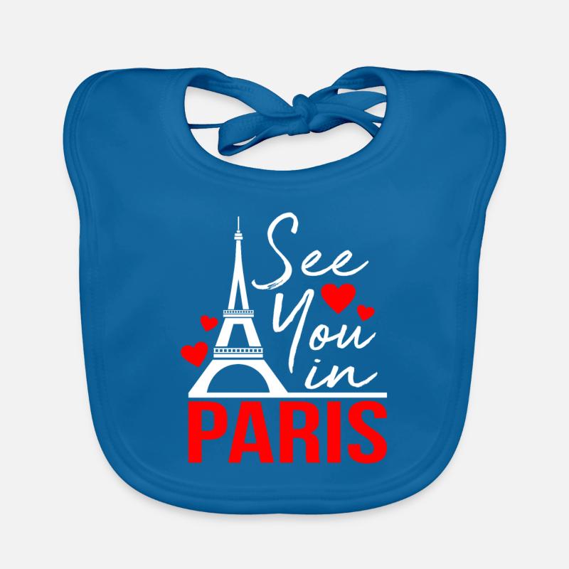 Paris - Bavoir bio Bébé - bleu paon