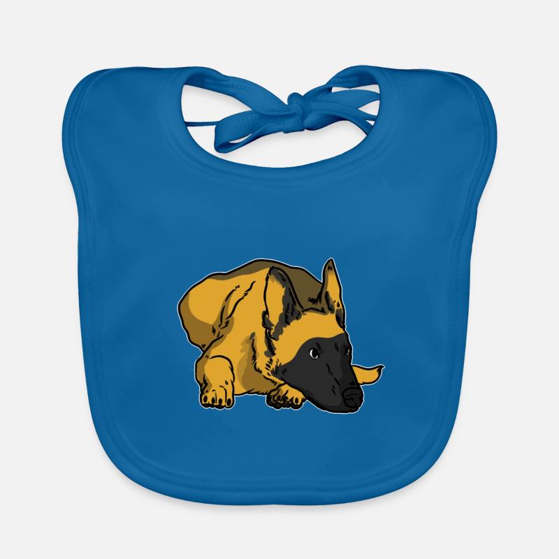 Chien malinois - Bavoir bio Bébé - bleu paon