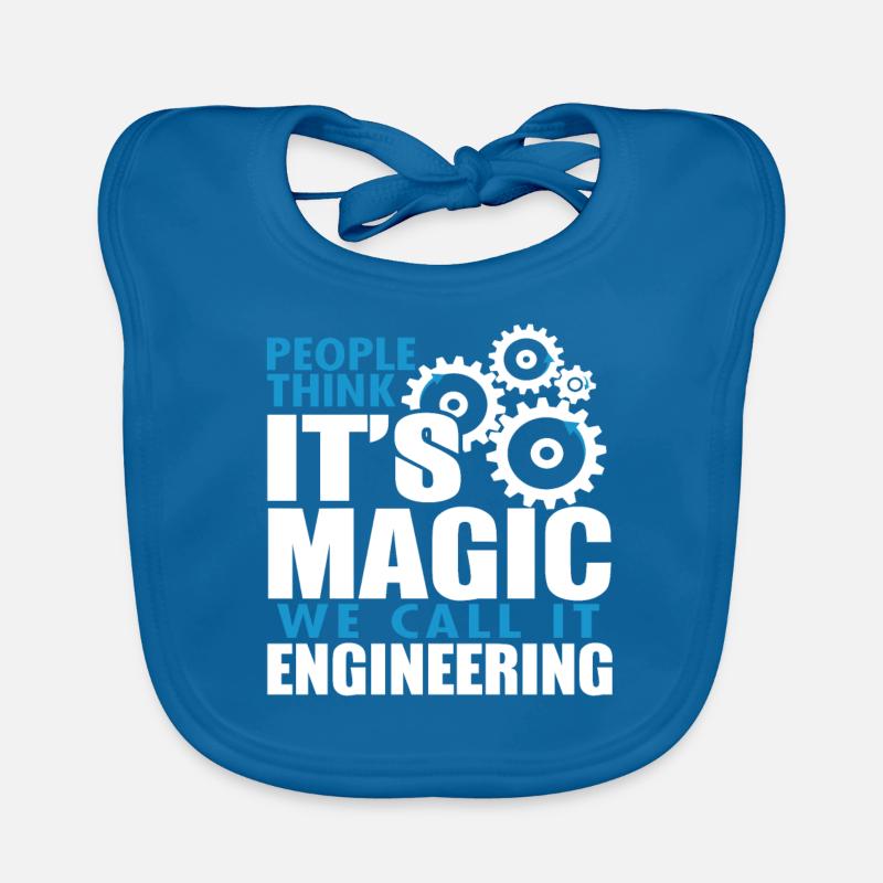 People Think It's Magic We Call It Engineering - Organic Baby Bibs - peacock-blue