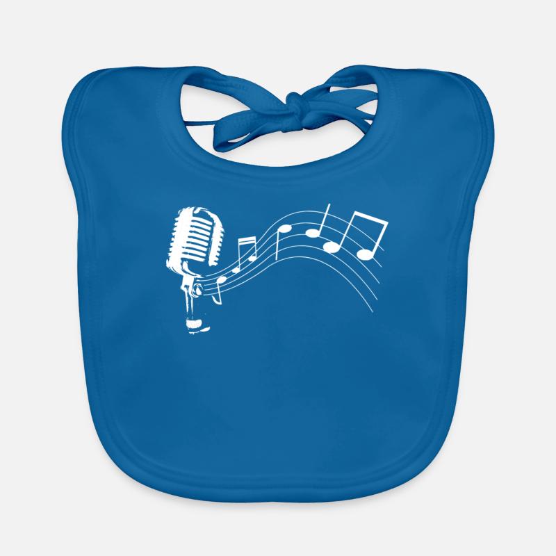 Microphone de musique rétro avec des notes de musique Bavoir bio Bébé