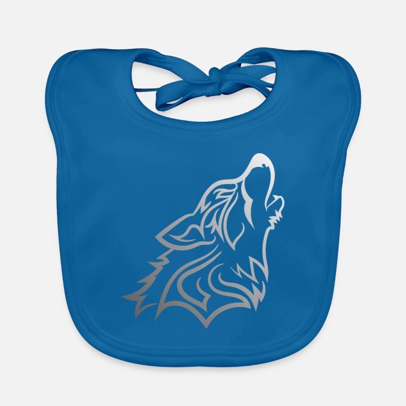Hurlant Wolf - Drôle Graphique Silvered Wolf Design Bavoir bio Bébé