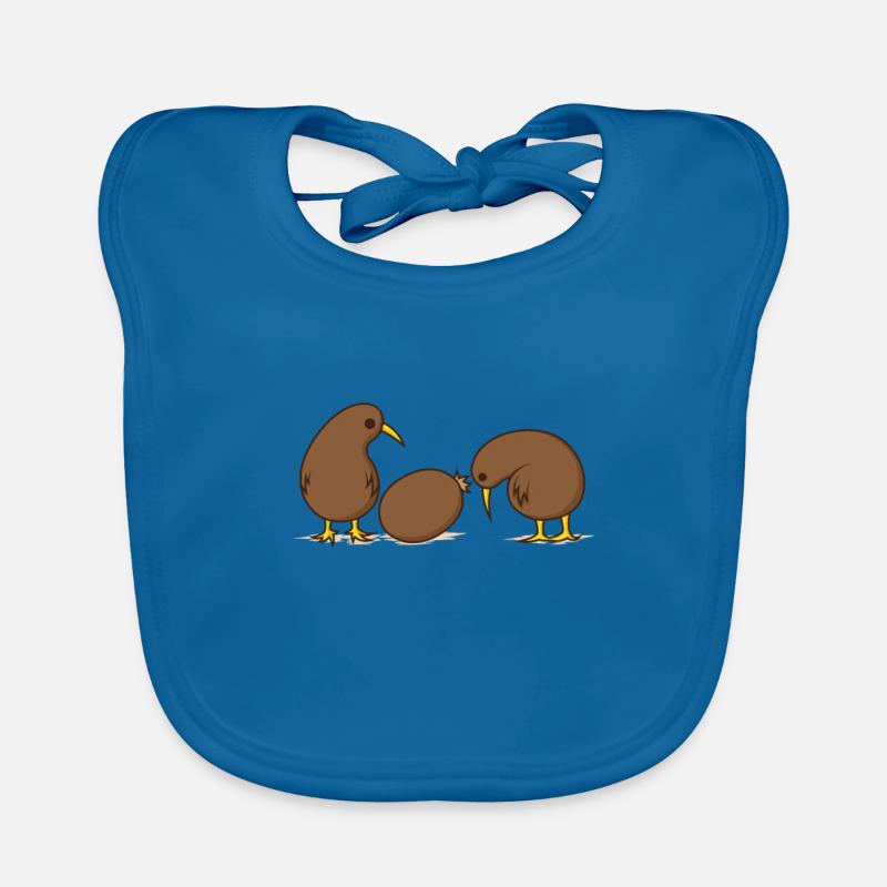Deux kiwis avec un kiwi - Bavoir bio Bébé - bleu paon