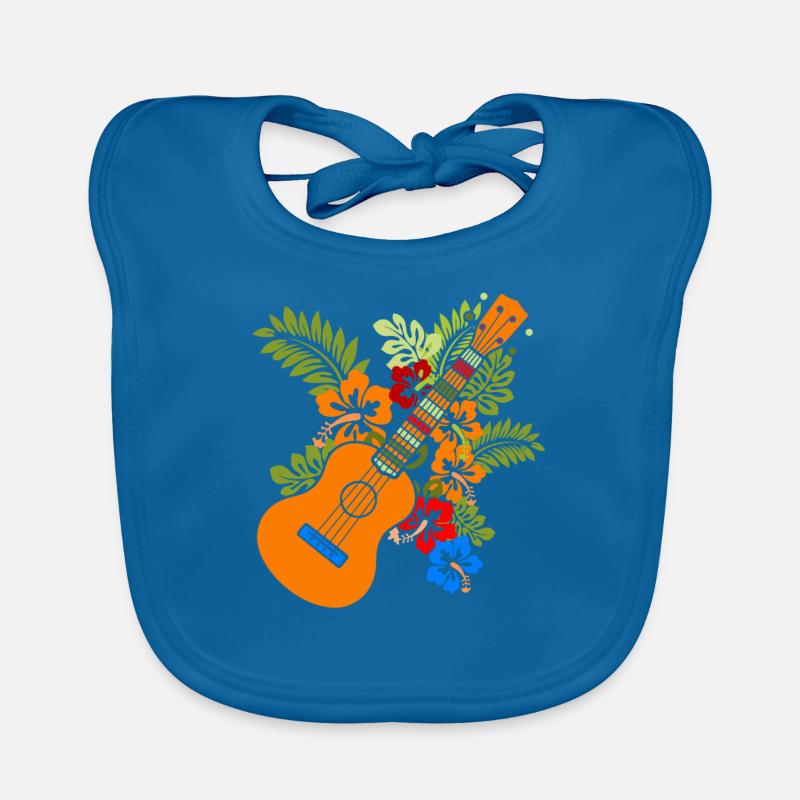 Uke Guitar Gift I Guitariste Ukulele Hawaï - Bavoir bio Bébé - bleu paon