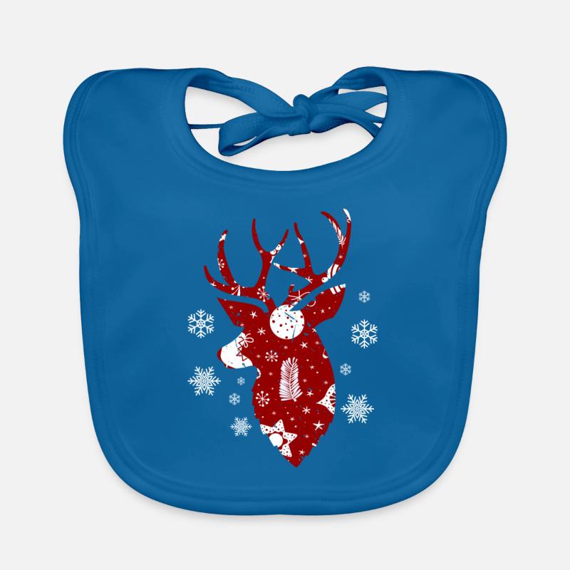 Noël - Rennes Design - Bavoir bio Bébé - bleu paon