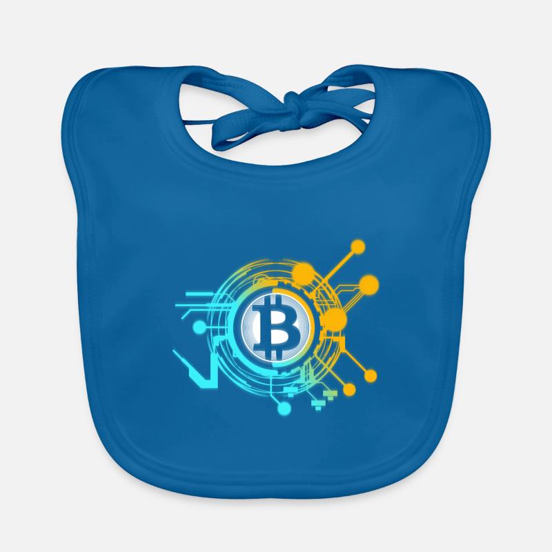 Bitcoin - Bavoir bio Bébé - bleu paon
