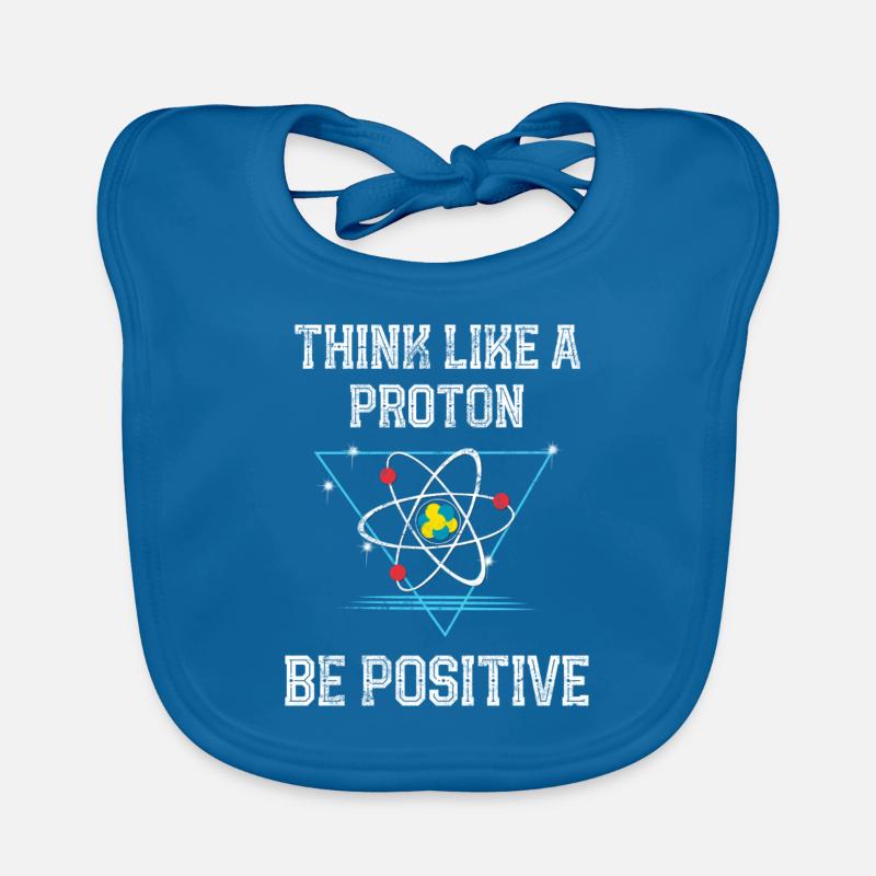 Denken Sie, wie ein Proton positive Quantenphysik sein - Baby Bio-Lätzchen - Pfauenblau