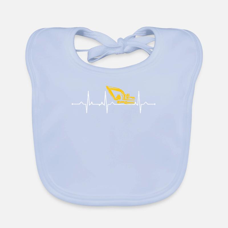 Excavator heartbeat Organic Baby Bibs