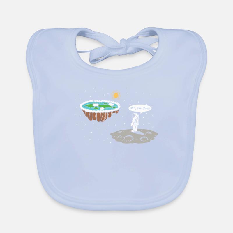 Moon landing flat earth disk Organic Baby Bibs