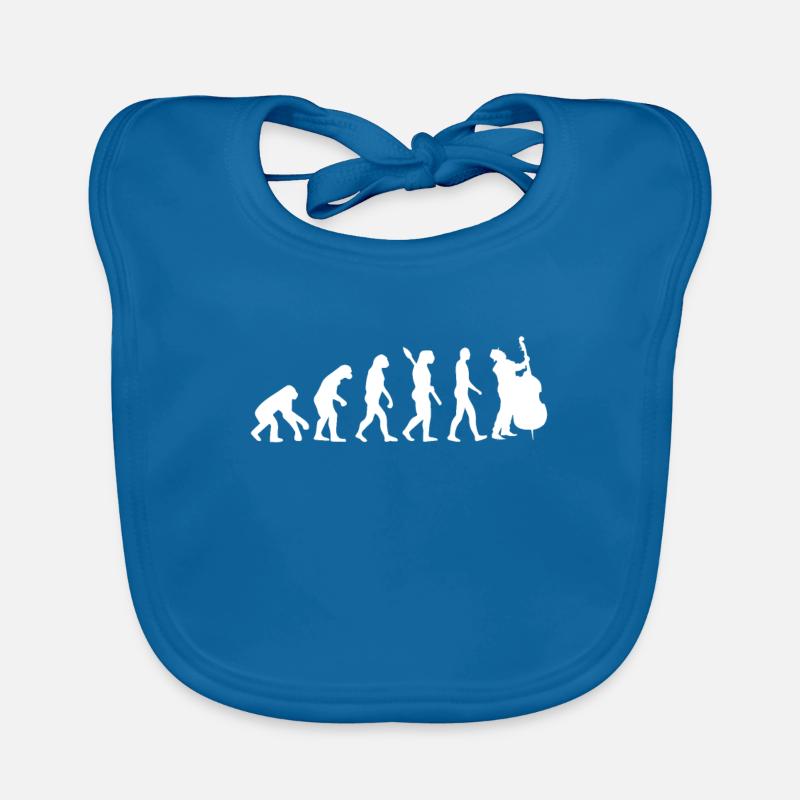 Evolution contrebasse - Bavoir bio Bébé - bleu paon