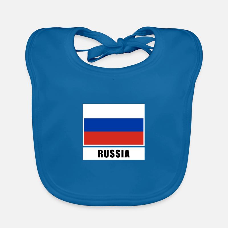 Russie drapeau russe drapeau - Bavoir bio Bébé - bleu paon