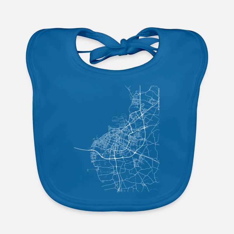Plan et rues de Malmö - Bavoir bio Bébé - bleu paon