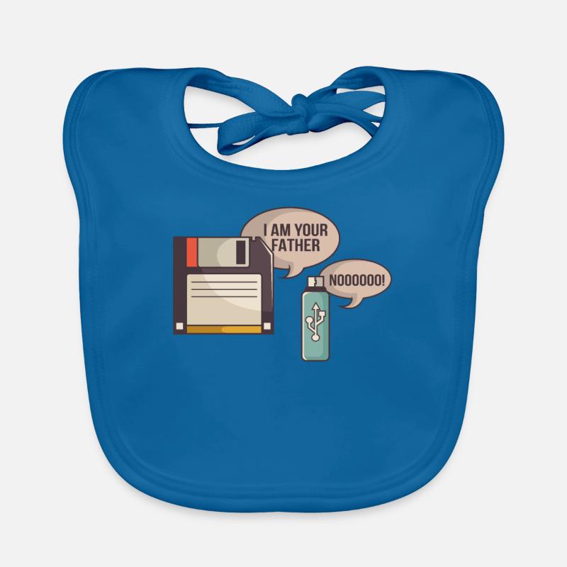 USB Floppy Disk I am Your Father | Computer Nerd - Baby Bio-Lätzchen - Pfauenblau
