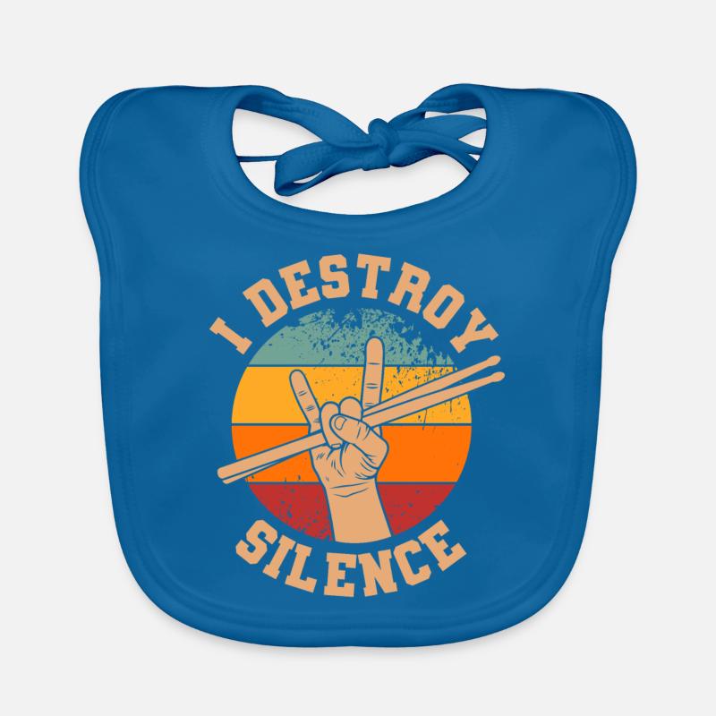 Drum kit Drummer I Destroy Silence Organic Baby Bibs