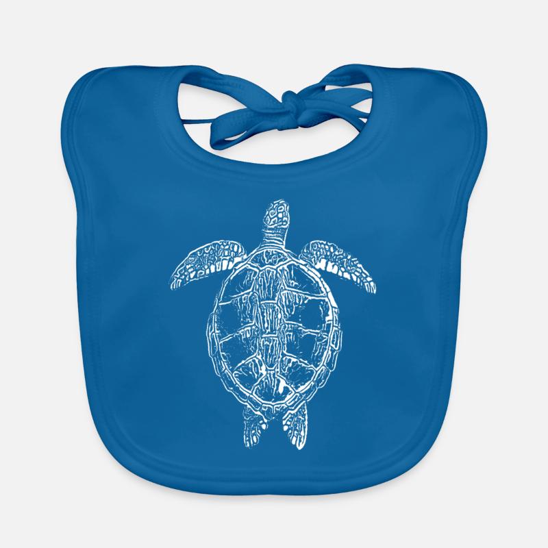 Tortue blanche - Bavoir bio Bébé - bleu paon