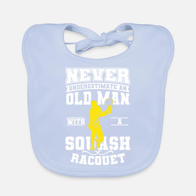 Squash player old man Organic Baby Bibs