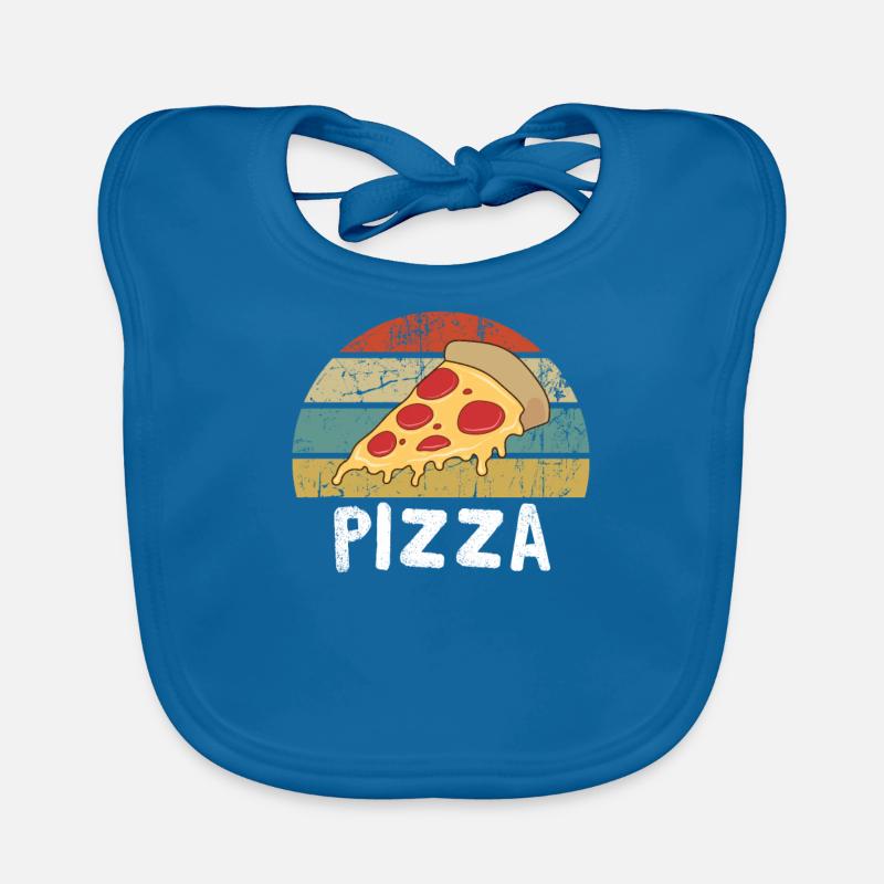 pizza - Bavoir bio Bébé - bleu paon
