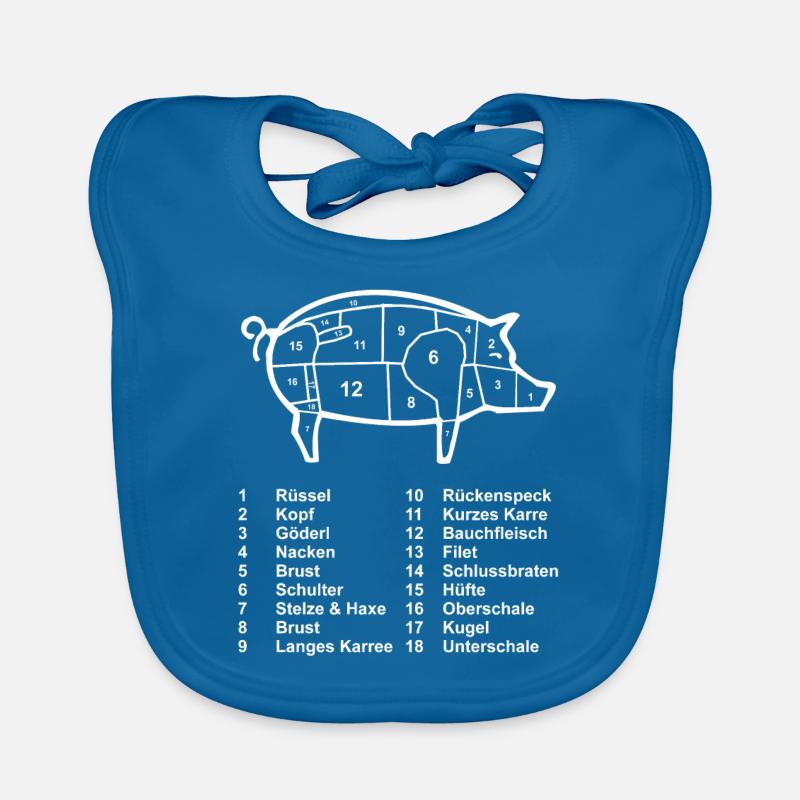 Schwein Fleisch Metzger Fleischer - Baby Bio-Lätzchen - Pfauenblau