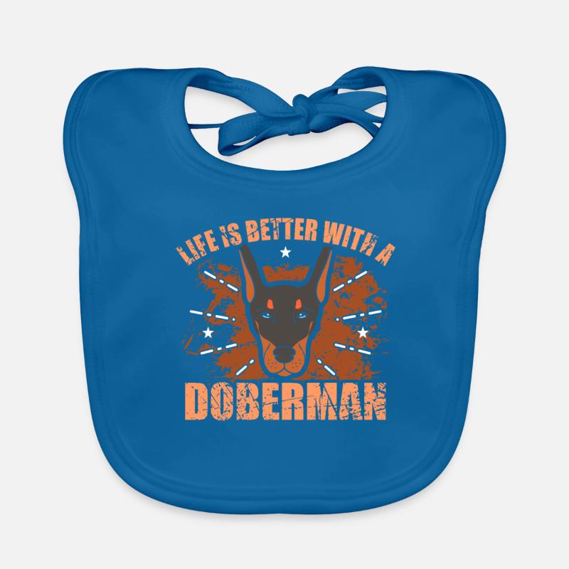 Doberman - Bavoir bio Bébé - bleu paon