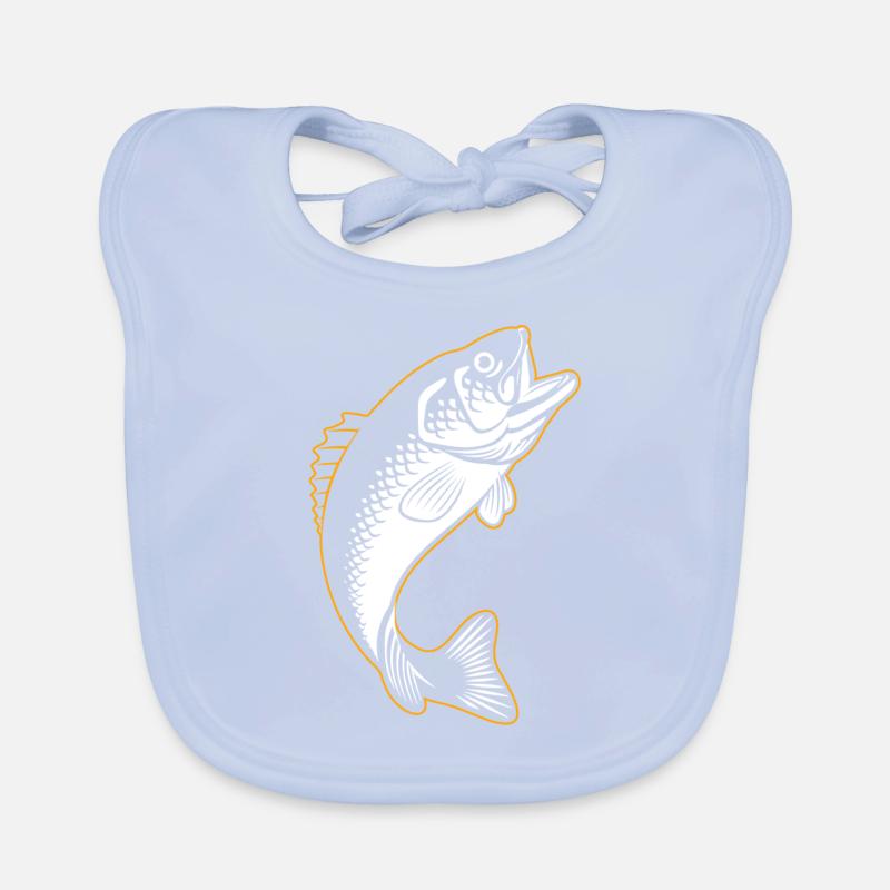 Fish silhouette carp Organic Baby Bibs