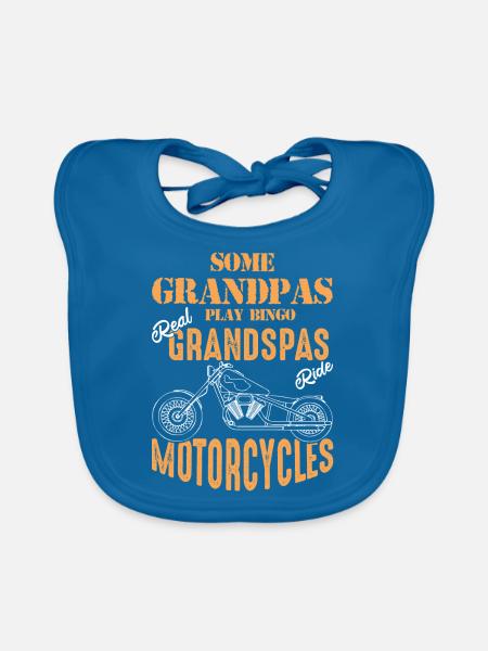 MotorShirt , GRANDPAS MOTORCYCLES , Geschenk - Baby Bio-Lätzchen - Pfauenblau - Vorne